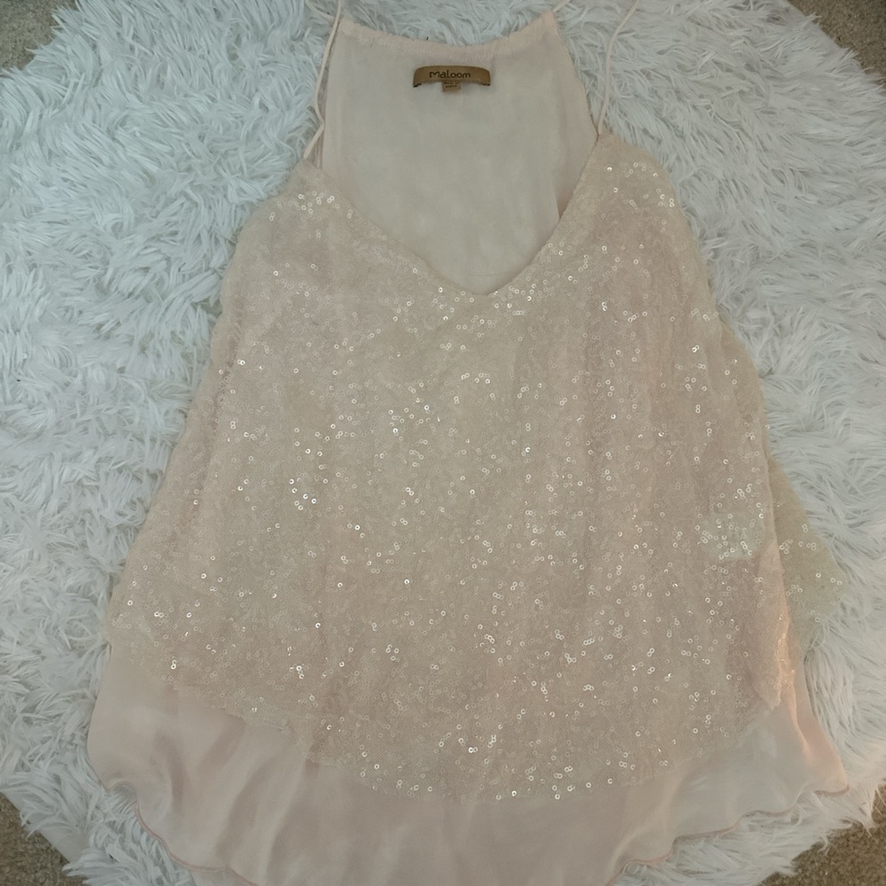 Malo Cream Sequin Tank Top